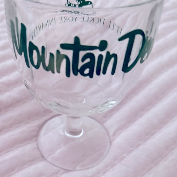 Pepsi Other - Vintage Mountain Dew Glass Goblet 1970s Clear Green It’llnTickle Your Innards